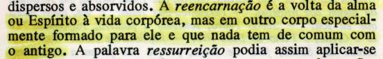 A  reencarnação é a volta da alma ou espírito à vida corpórea, mas  em  outro corpo especialmente formado para ele e que nada tem de comum  com o  antigo.